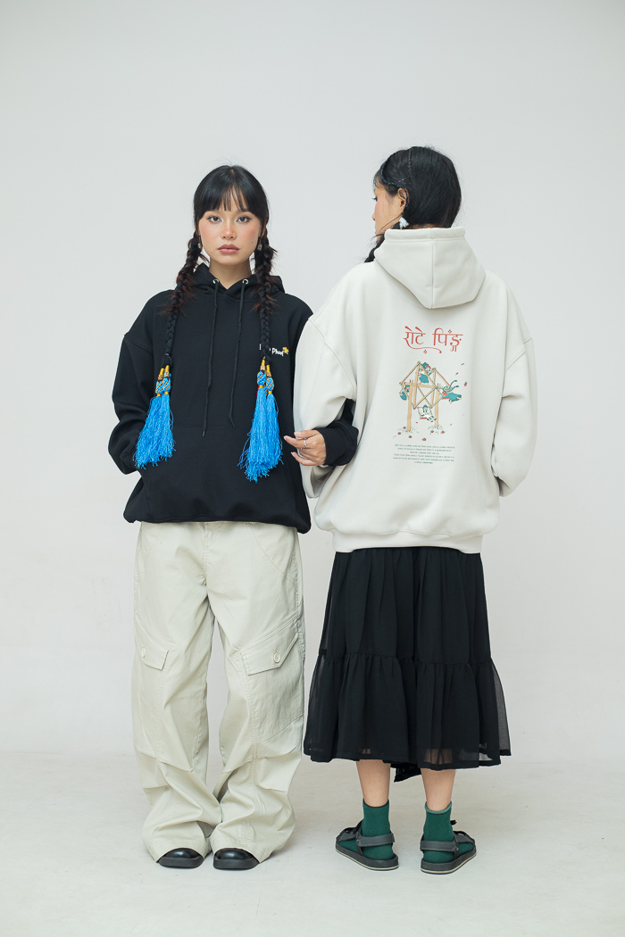 "Doko Phool" Printed Black Hoodie